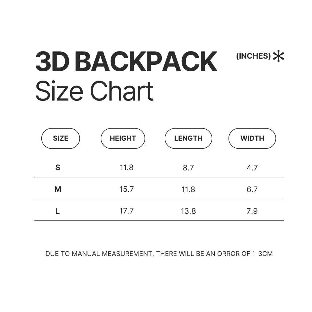 3D Backpack Size Chart - Wind Breaker Store