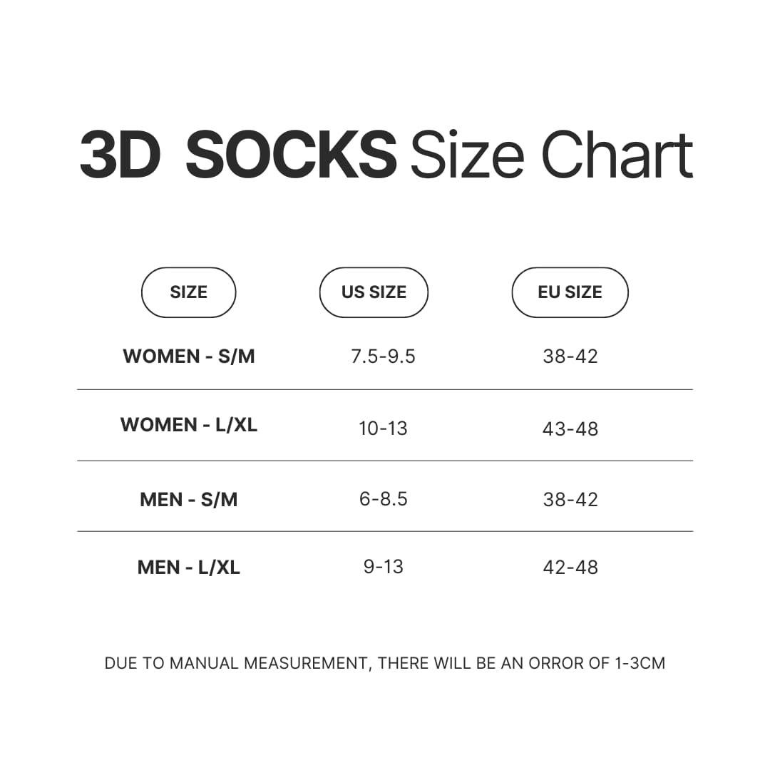 3D Socks Size Chart - Wind Breaker Store