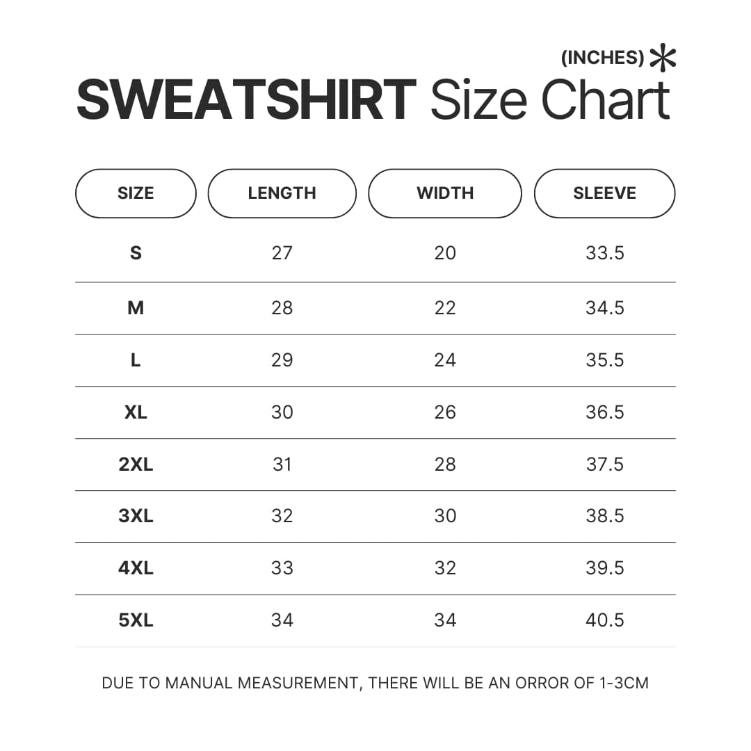 Sweatshirt Size Chart - Wind Breaker Store