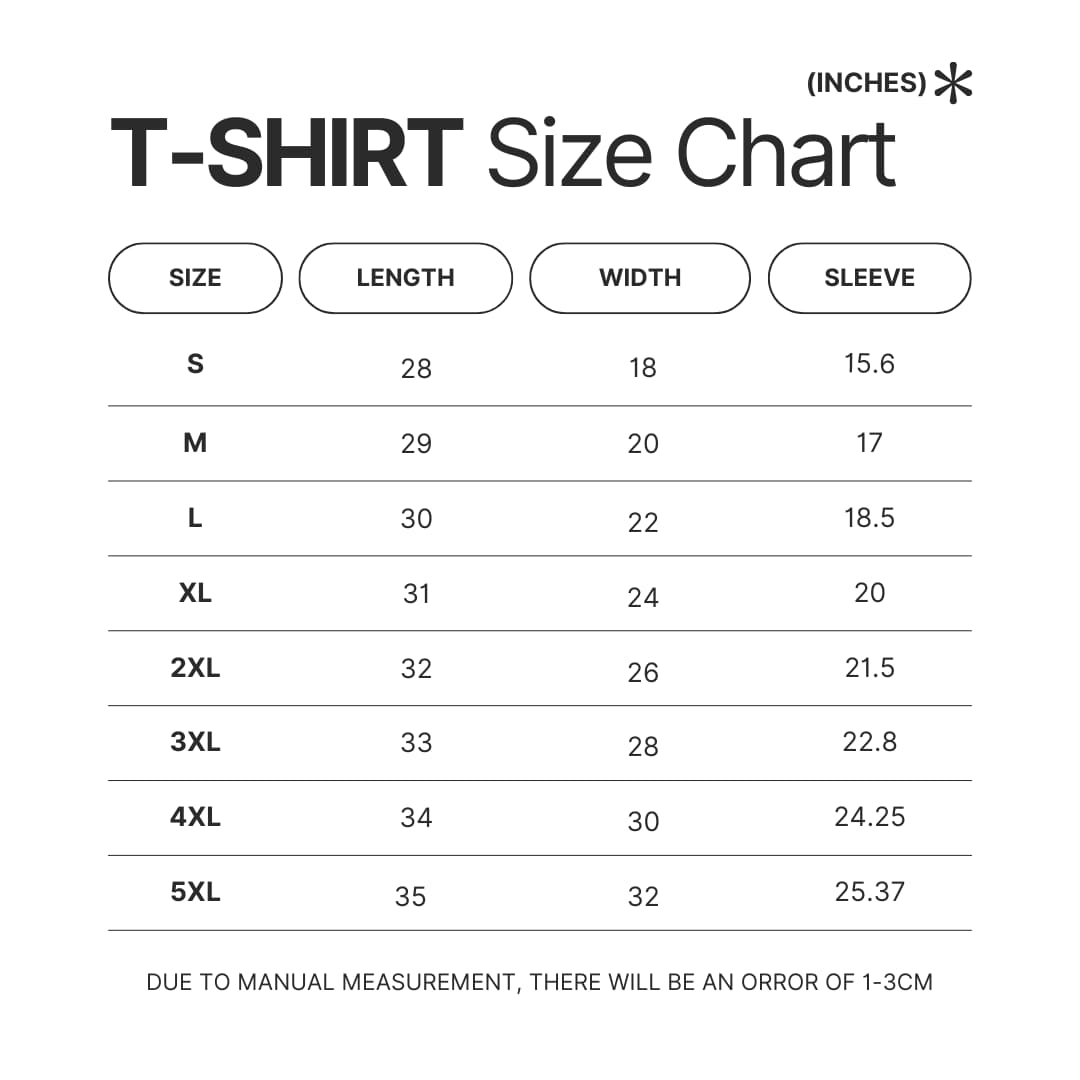 T shirt Size Chart - Wind Breaker Store