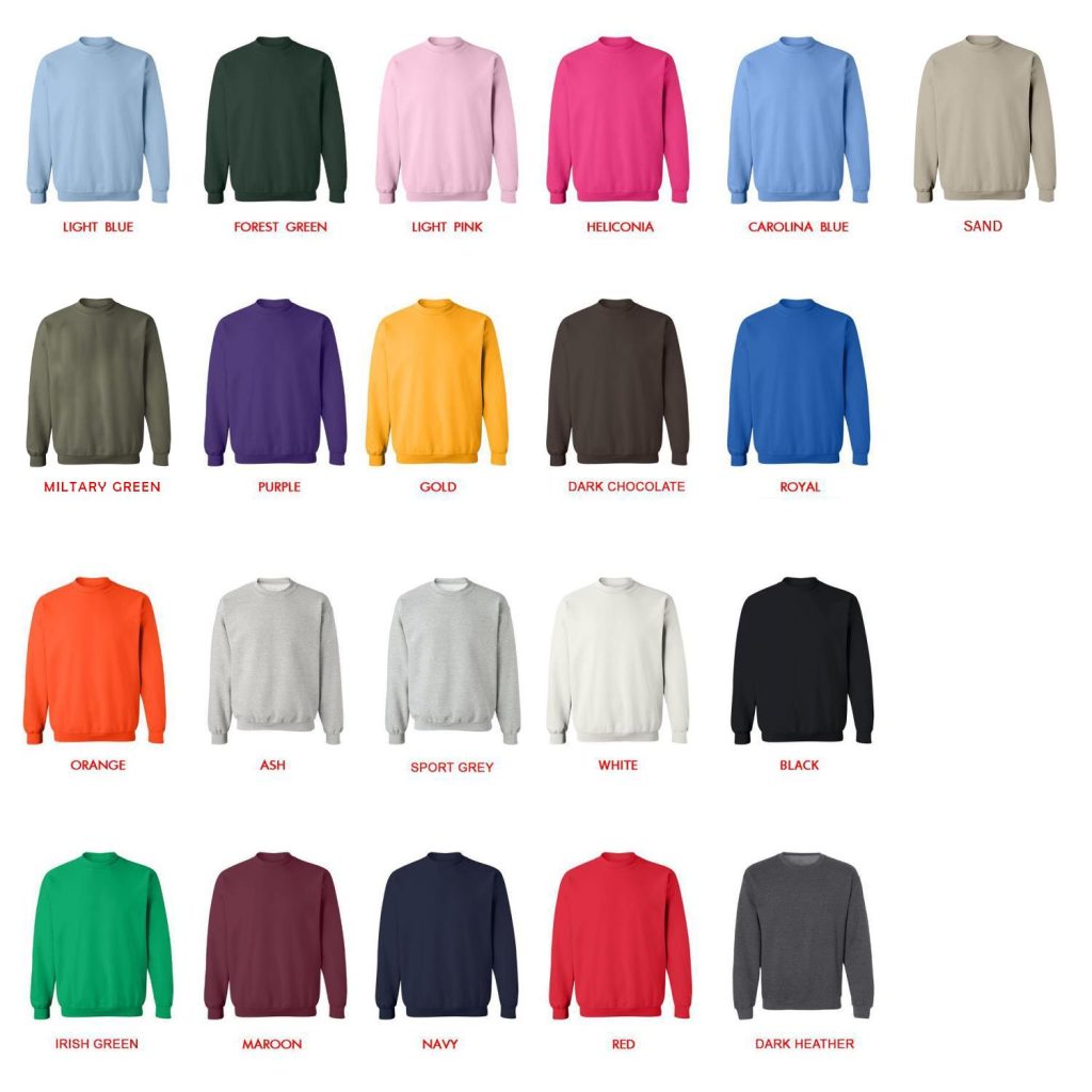 sweatshirt color chart - Wind Breaker Store