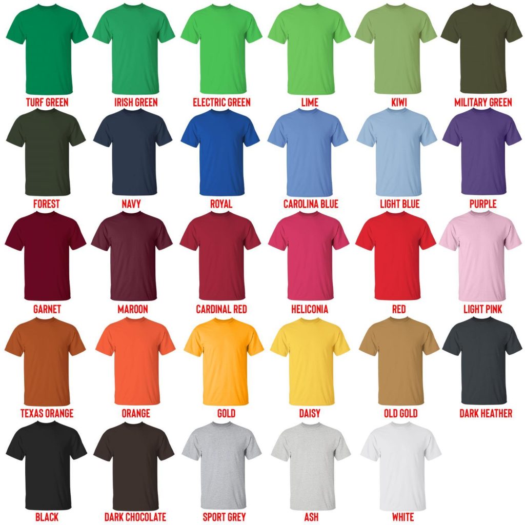 t shirt color chart - Wind Breaker Store