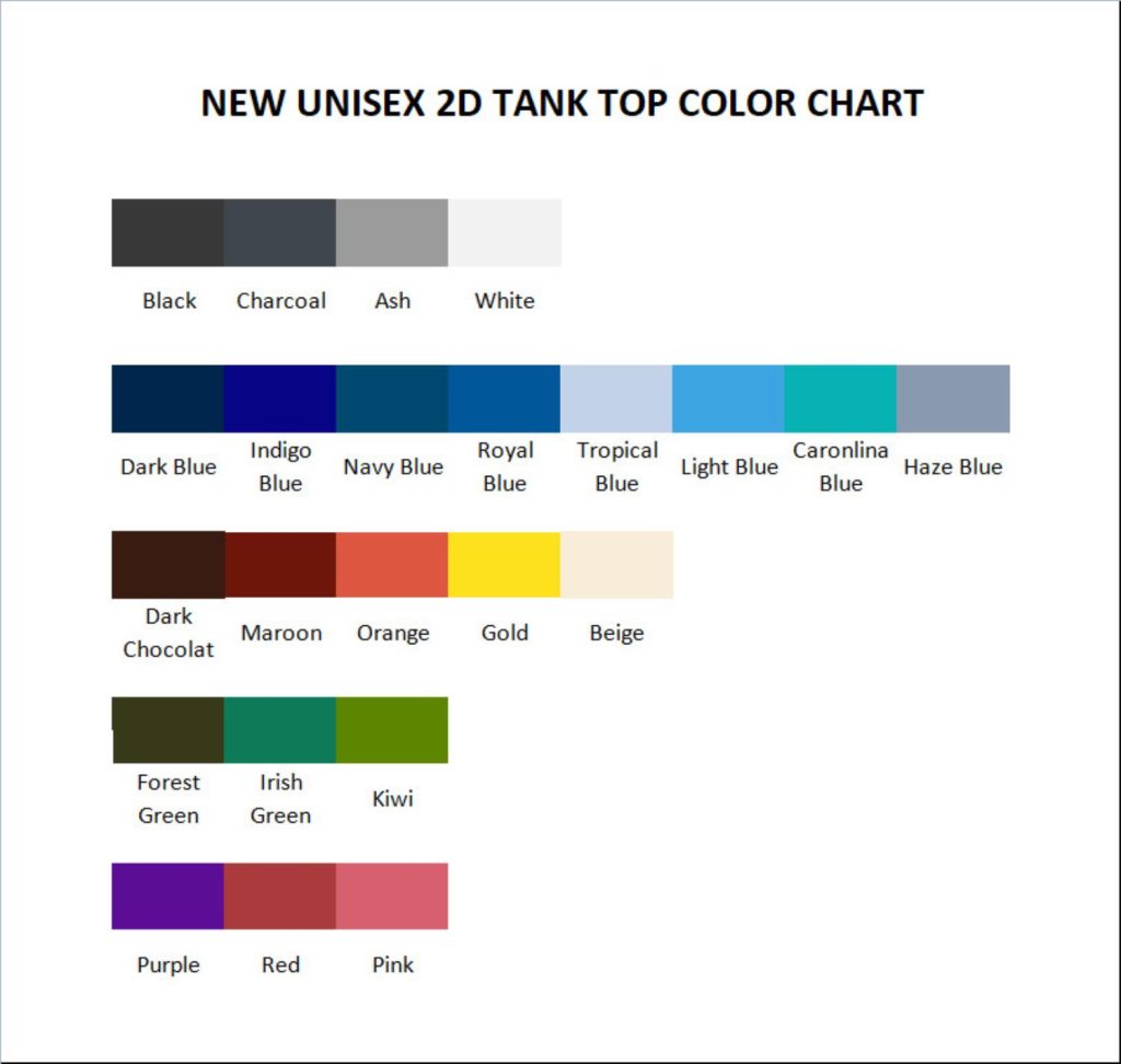 tank top color chart - Wind Breaker Store